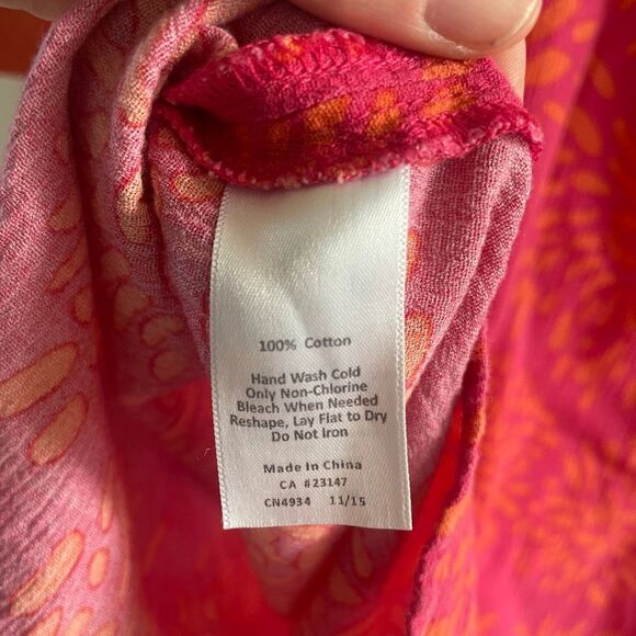 Talbots Pink Orange Tunic Top Swimsuit Coverup Women’s Size Large Cotton Swim - Picture 2 of 5